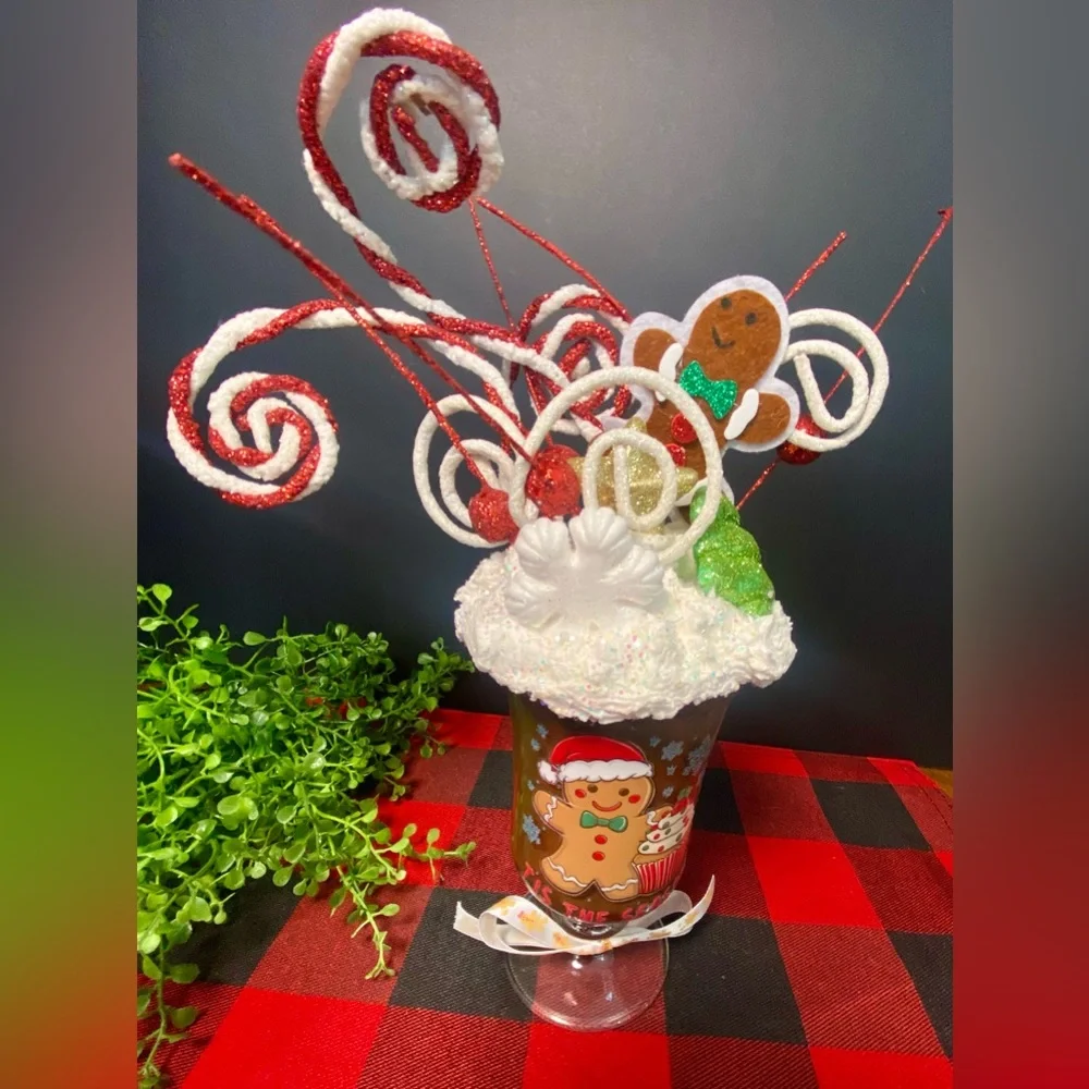 Hand Crafted Faux‎ Whipped Topping Festive Gingerbread Mug